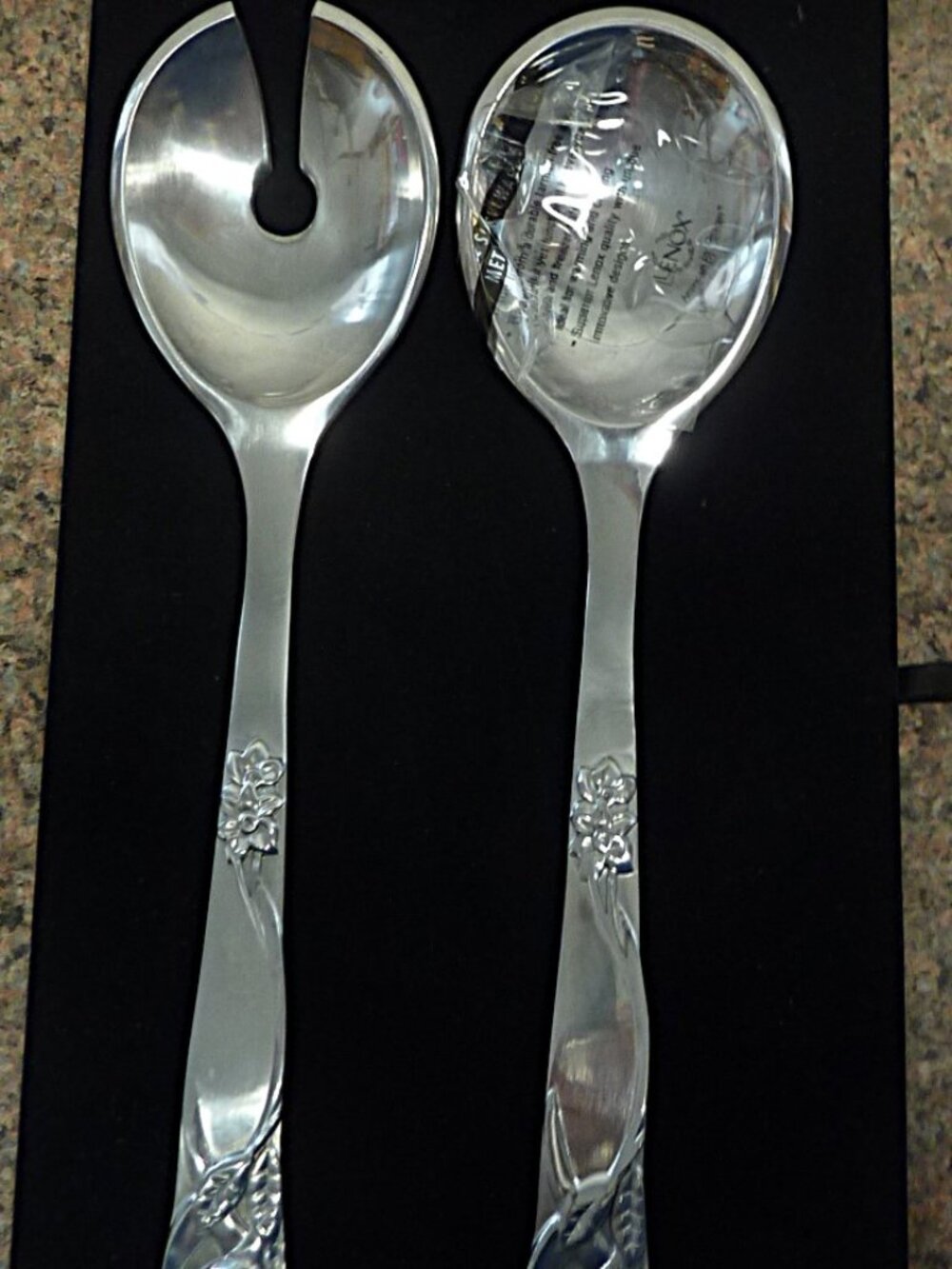 Lenox Floral Romance Collection Metal Salad Servers Set - 12 inches.